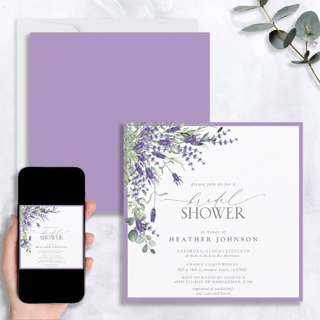 Elegant Lavender Watercolor Bridal Shower Invitati Invitation