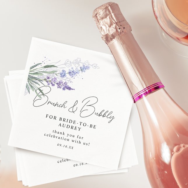 Elegant Lavender Watercolor Brunch Bubbly Shower Napkins (Elegant Lavender Watercolor Brunch Bubbly Shower Napkins)