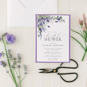 Elegant Lavender Watercolor Floral Bridal Shower Invitation