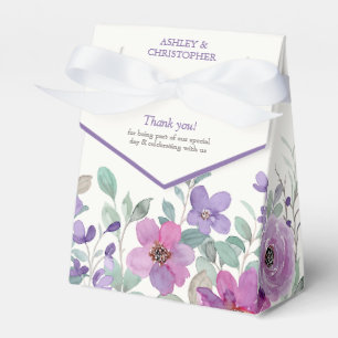 Elegant Lavender Watercolor Floral Wedding Favor Boxes