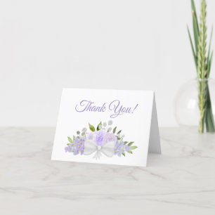Elegant Lavender Watercolor Floral Wedding Photo Letterpress Thank You Card