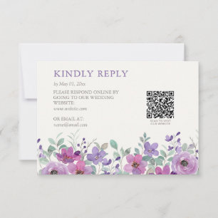 Elegant Lavender Watercolor Floral Wedding RSVP Card