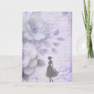 Elegant Lavender Watercolor Lady Birthday Card