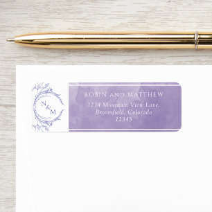 Elegant Lavender Watercolor, Monogram Wedding Labe Label