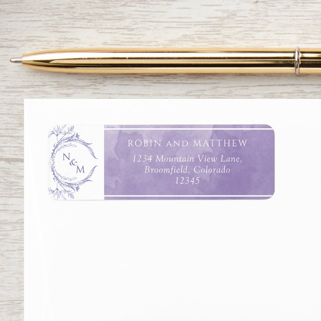Elegant Lavender Watercolor, Monogram Wedding Labe Label (Creator Uploaded)