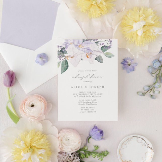 Elegant Lavender Watercolor Rehearsal Dinner Invitation (Creator Uploaded)