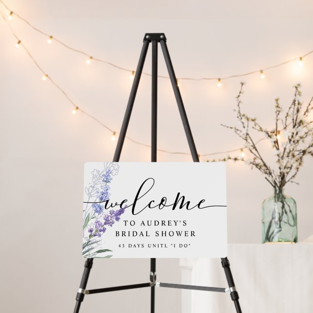 Elegant Lavender Watercolor Welcome Bridal Shower Foam Board (In Situ (Stand))
