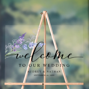 Elegant Lavender Watercolor Welcome Wedding Acrylic Sign