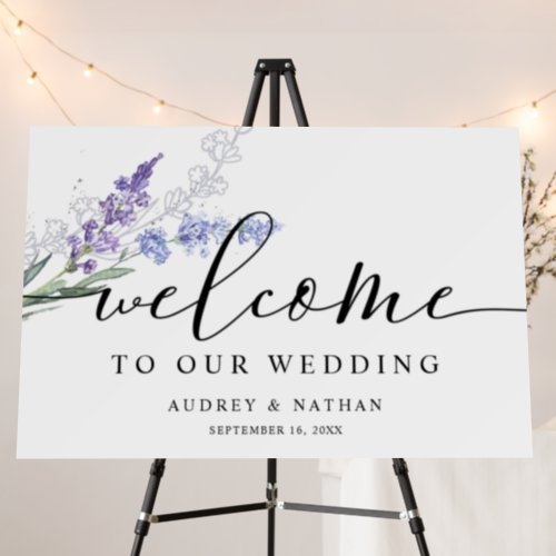 Elegant Lavender Watercolor Welcome Wedding Foam Board