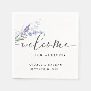 Elegant Lavender Watercolor Welcome Wedding Napkins