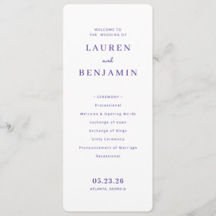 Elegant Lavender Wedding Ceremony Program