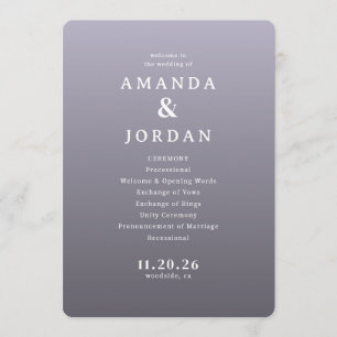Elegant Lavender Wedding Ceremony Program