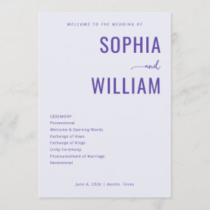 Elegant Lavender Wedding Ceremony Program