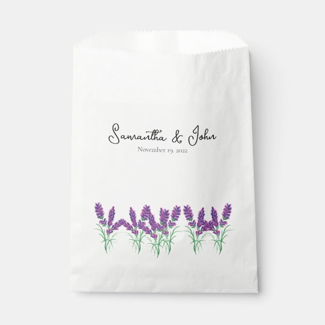 Elegant Lavender Wedding Guest Favor Bag (Front)