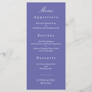 Elegant Lavender Wedding Menu