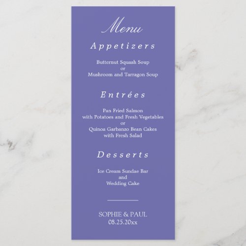 Elegant Lavender Wedding Menu