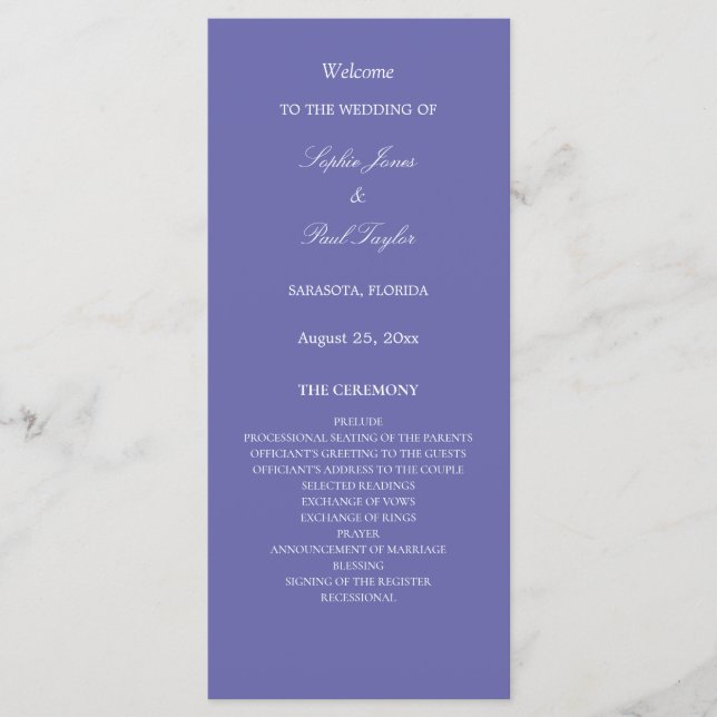 Elegant Lavender Wedding Program (Front)