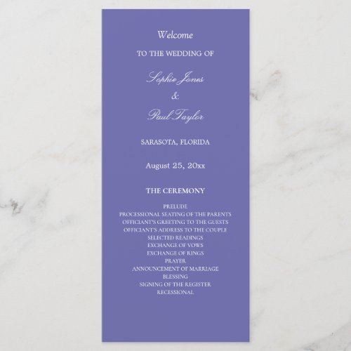 Elegant Lavender Wedding Program