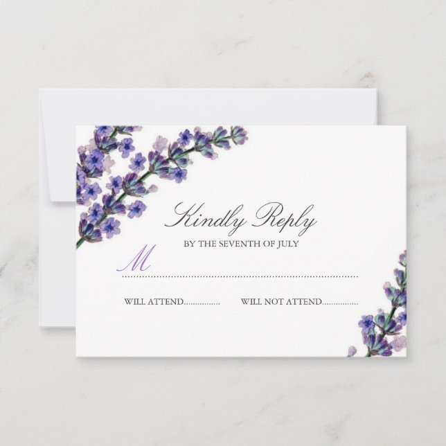 Elegant Lavender Wedding RSVP (Front)