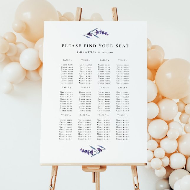 Elegant Lavender Wedding Seating Chart Sign (Creator Uploaded)
