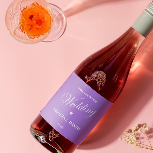 Elegant Lavender Wedding  Sparkling Wine Label