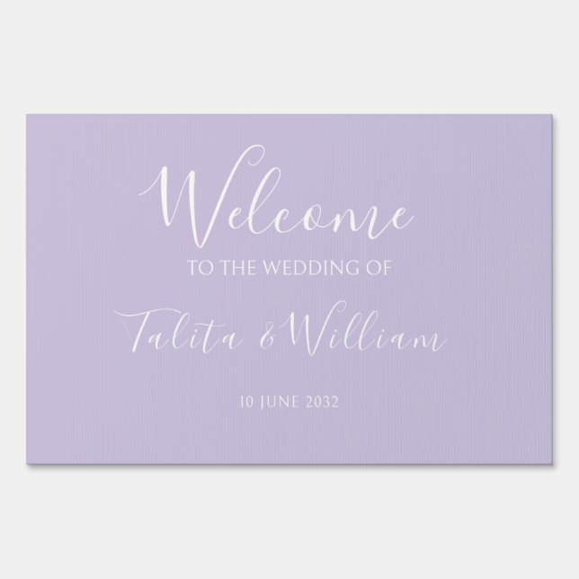 Elegant Lavender Wedding Yard  Sign (Front)
