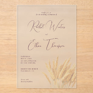 Elegant Lavender Wheat Stalks Acrylic Invitations