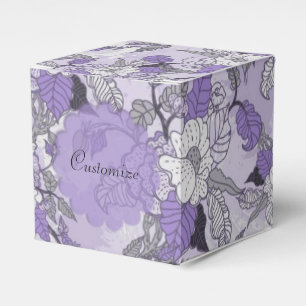 Elegant Lavender & White Floral Cube Favor Box