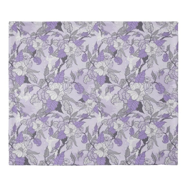 Elegant Lavender & White Floral Duvet Cover (Front)