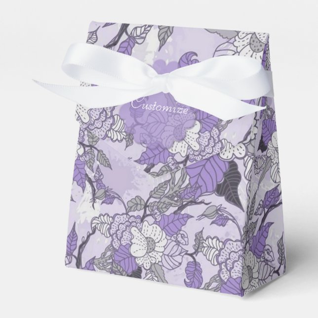 Elegant Lavender & White Floral Tent Favor Box (Front Side)
