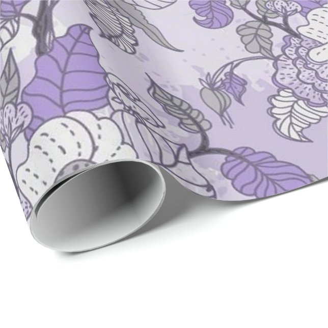 Elegant Lavender & White Floral Wrapping Paper (Roll Corner)