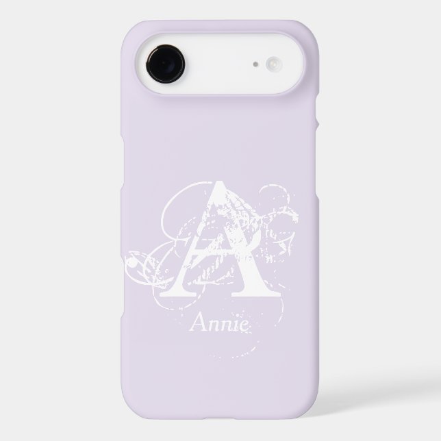 Elegant Lavender White Monogram Name Template Case-Mate iPhone Case (Back)
