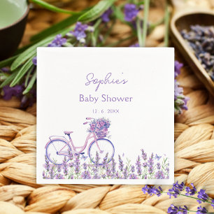 Elegant Lavender Wildflower Bicycle Baby Shower Napkins
