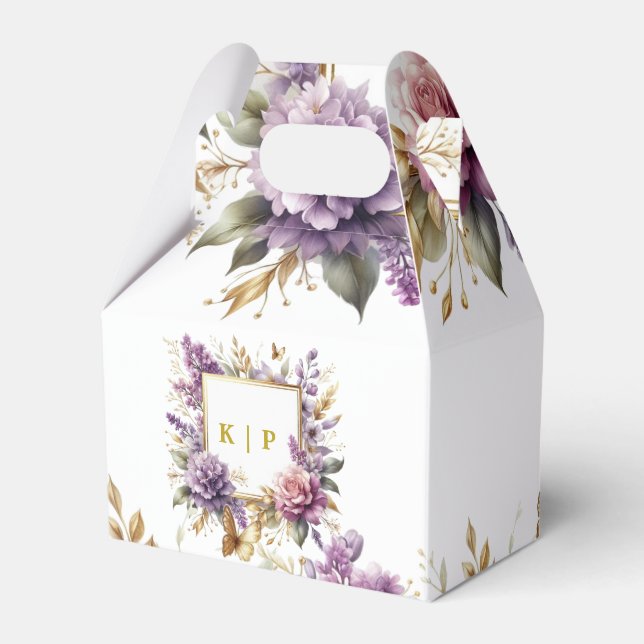 Elegant Lavender wildflower Custom Favor Boxes (Front Side)