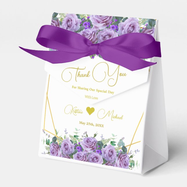Elegant Lavender Wildflower Custom Favor Boxes (Front Side)