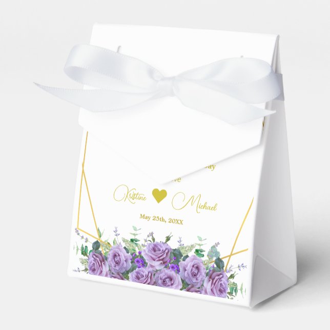 Elegant Lavender Wildflower Custom Favor Boxes (Front Side)