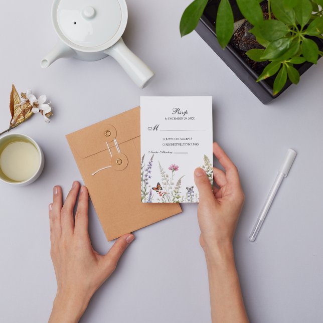 Elegant Lavender & Wildflowers Bloom  RSVP Card (Creator Uploaded)