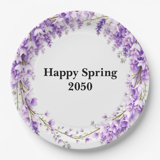 Elegant Lavender Wisteria Easter  Paper Plates (Front)