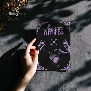 Elegant Lavender Witchy Halloween Invitation