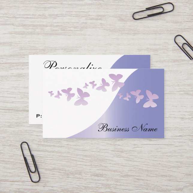 Elegant Lavender with Butterflies | Personalize Business Card (Front/Back In Situ)