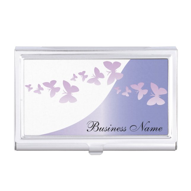 Elegant Lavender with Butterflies | Personalize Case For Business Cards (Front)