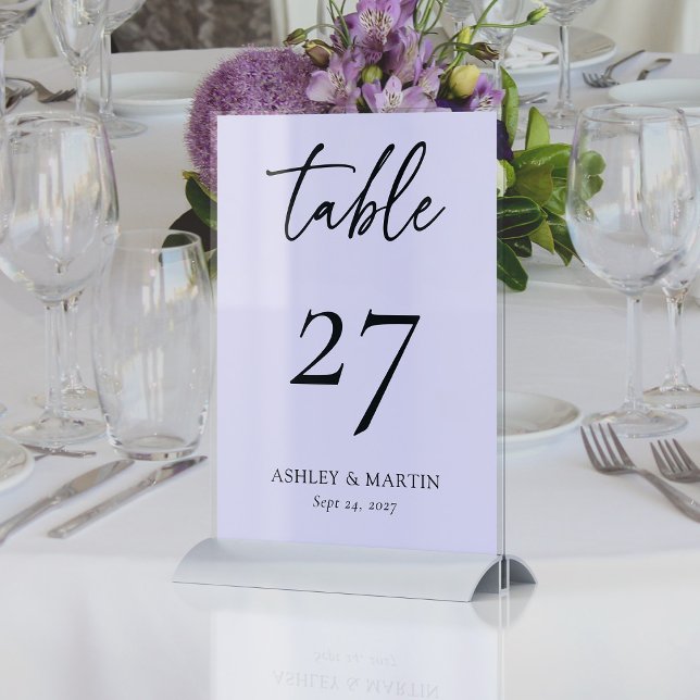 Elegant Lavender with Gray Personalized Wedding Table Number (Elegant Lavender with Gray Personalized Wedding Table Number)