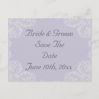 Elegant Lavender with White Swirls Wedding Announcement Postcard