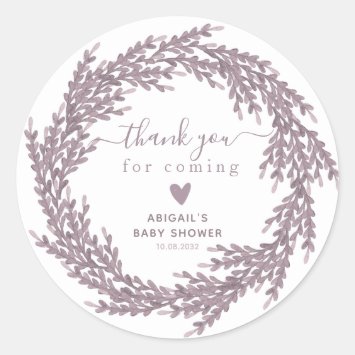 Elegant Lavender Wreath Baby Shower Thank You 