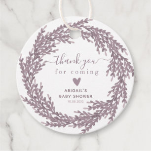 Elegant Lavender Wreath Baby Shower Thank You Favor Tags