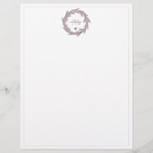 Elegant Lavender Wreath - Monogrammed Letterhead