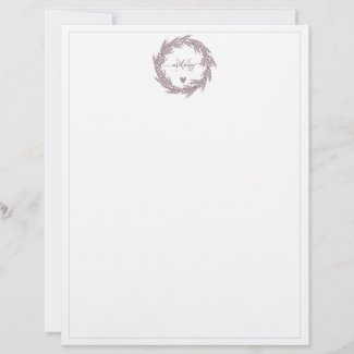 Elegant Lavender Wreath - Monogrammed  Letterhead
