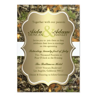 Elegant Lavish Gold Rustic Camo Wedding Invitation