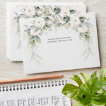 Elegant lavish watercolor greenery white flowers envelope<br><div class="desc">Stunning Design for envelopes features watercolor hand painted greenery foliage mixed green eucalyptus leaves and branches mixed and combined modern calligraphy font. If you planning Bohemian or rustic Party celebration, this design is just for you. Bohemian feeling and remarkable vision. Watercolor eucalyptus mixed soft pastel green wreath and combined trendy...</div>