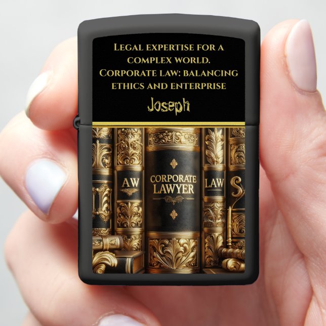 Elegant Law Books for Corporate Expertise Zippo Lighter (In Hand)